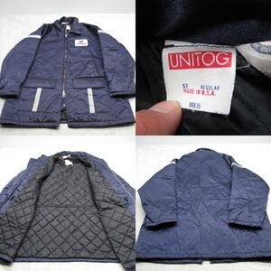 Vintage United Parka Jacket Men 52 Blue Quilt Lined Cold Weather USA Made Jacket